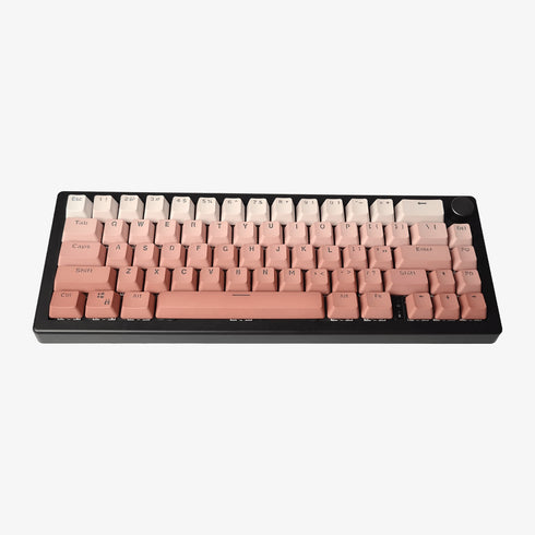 Gradient Pink keycaps op een toetsenbord – vloeiende overgang van wit naar roze